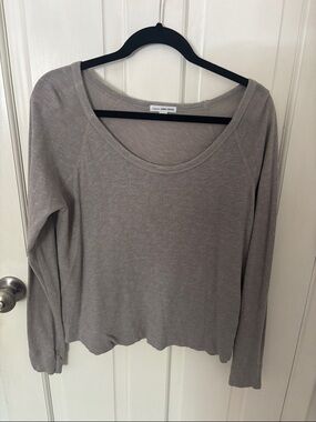 James Perse Scoop Neck Long Sleeve Top - Heather Gray